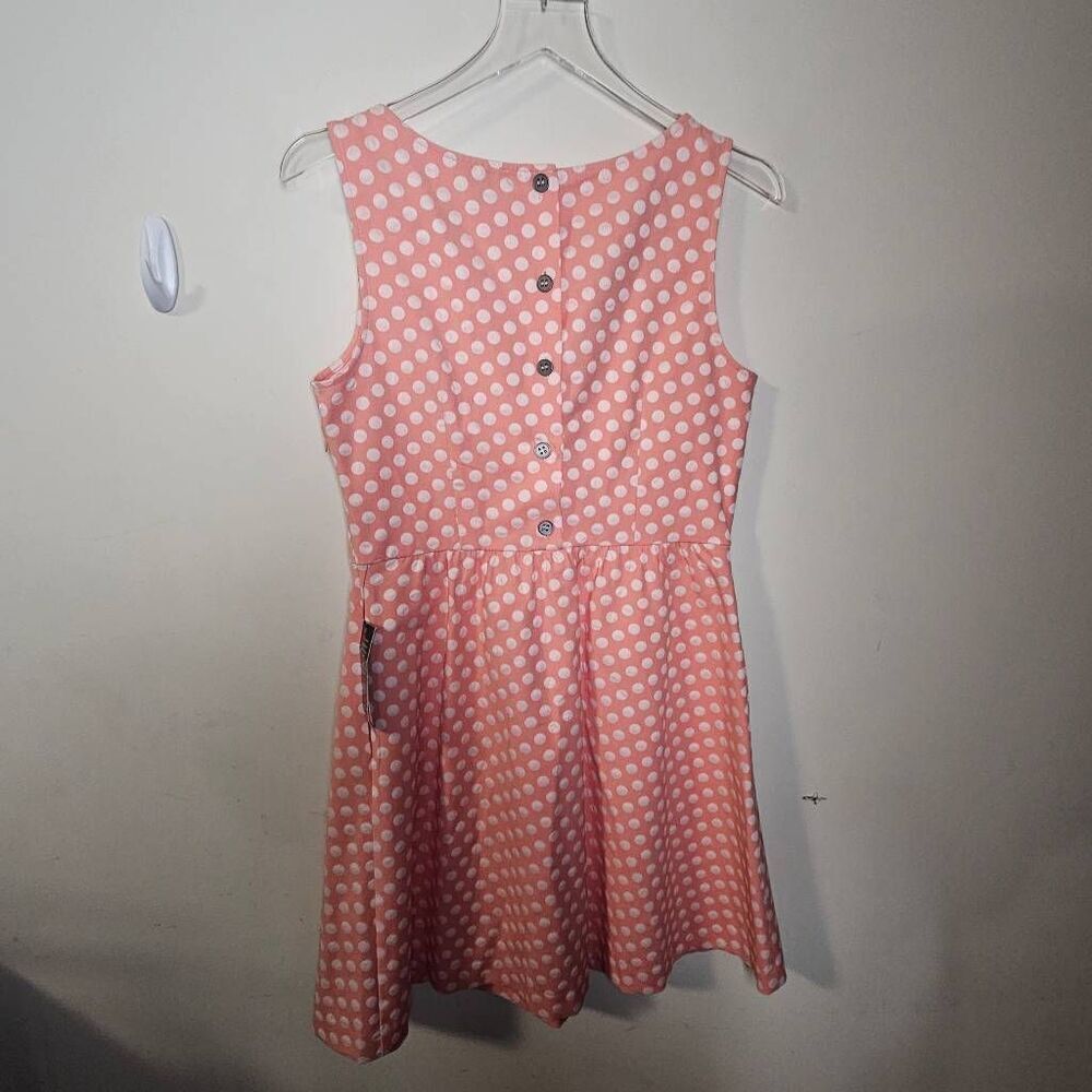 The Limited Women Dress 6 Pink Polka Dot Cotton Blend Sleeveless Fit Flared Mini — image 3 of 5